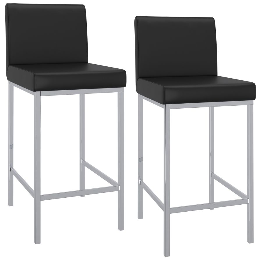 Porto 26" Counter Stool, Set of 2 in Black and Chrome - Image 3