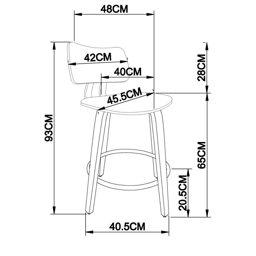 Zuni 26" Counter Stool with Swivel in Black Faux Leather and Walnut - Image 4