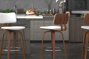 Alternative view of Zuni 26" Counter Stool with Swivel in White Faux Leather and Walnut