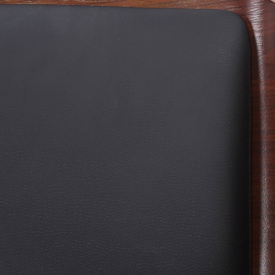 Hudson 26" Counter Stool with Swivel in Black Faux Leather and Walnut - Image 3