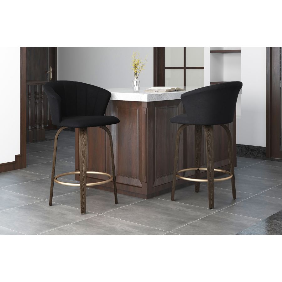 Tula 26" Counter Stool in Black and Washed Oak - Image 2