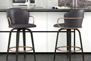 Alternative view of Lawson 26" Counter Stool, Set of 2, with Swivel in Vintage Charcoal, Black and Aged Gold