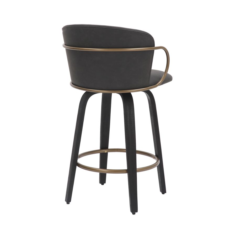 Lawson 26" Counter Stool, Set of 2, with Swivel in Vintage Charcoal, Black and Aged Gold - Image 8