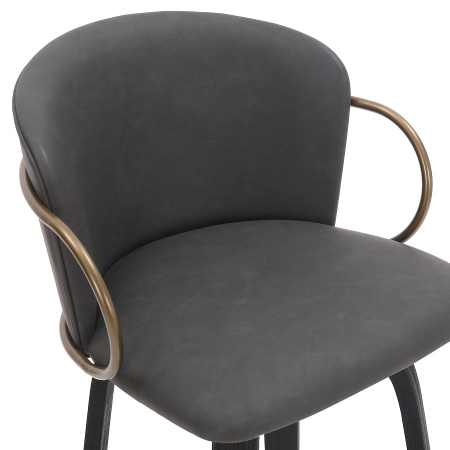 Lawson 26" Counter Stool, Set of 2, with Swivel in Vintage Charcoal, Black and Aged Gold - Image 3