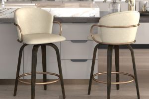Alternative view of Lawson 26" Counter Stool, Set of 2, with Swivel in Vintage Ivory, Brown and Aged Gold