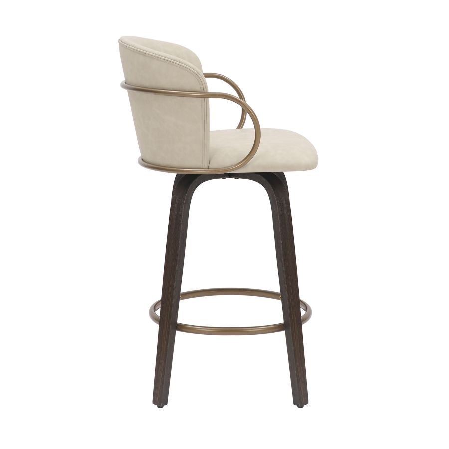 Lawson 26" Counter Stool, Set of 2, with Swivel in Vintage Ivory, Brown and Aged Gold - Image 7