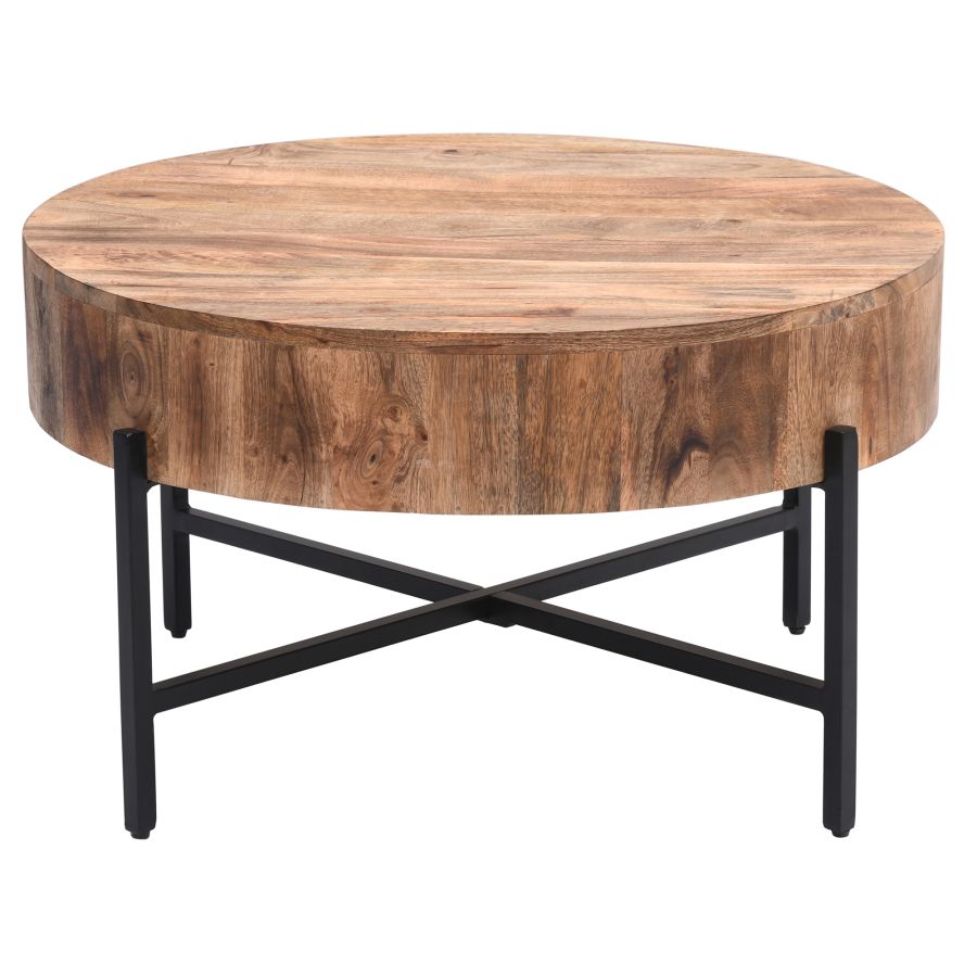 Blox Round Coffee Table In Natural And Black - Image 2