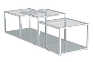 Casini 3pc Multi-Tier Coffee Table Set In Silver