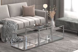 Alternative view of Casini 3pc Multi-Tier Coffee Table Set In Silver