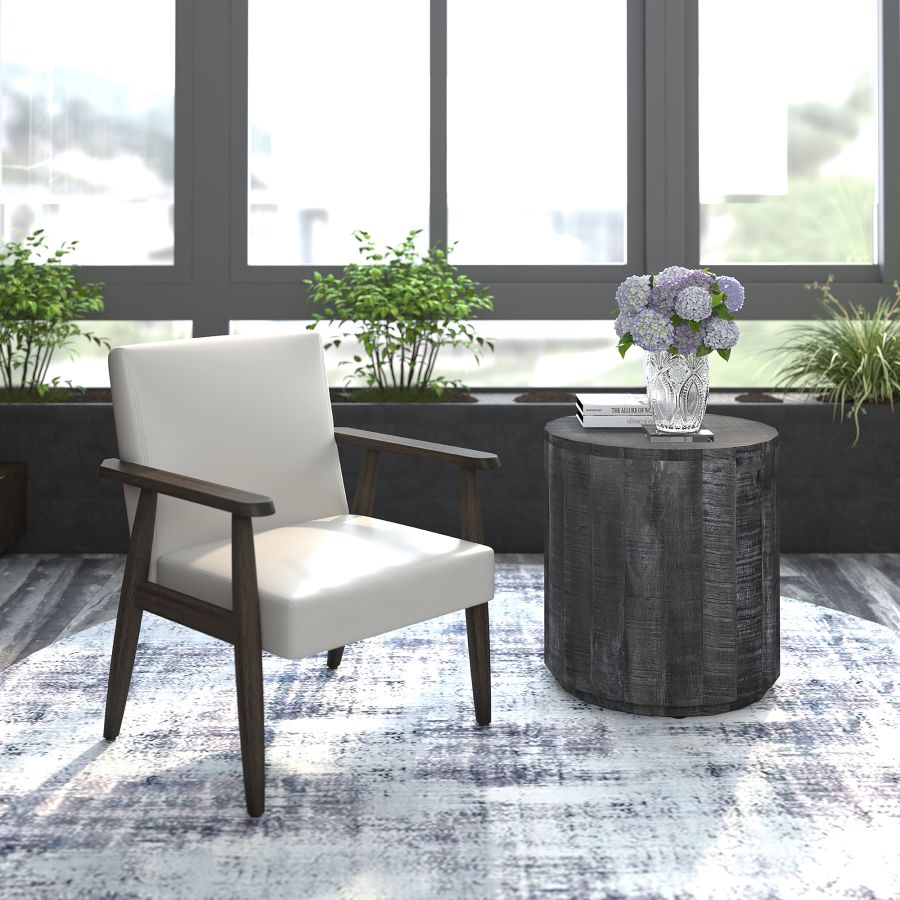 Wilder Accent Chair in Grey-Beige and Weathered Brown - Image 2