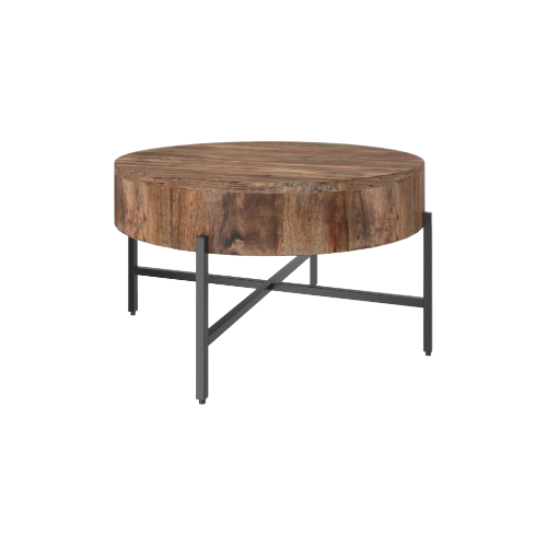 Blox Round Coffee Table In Natural And Black