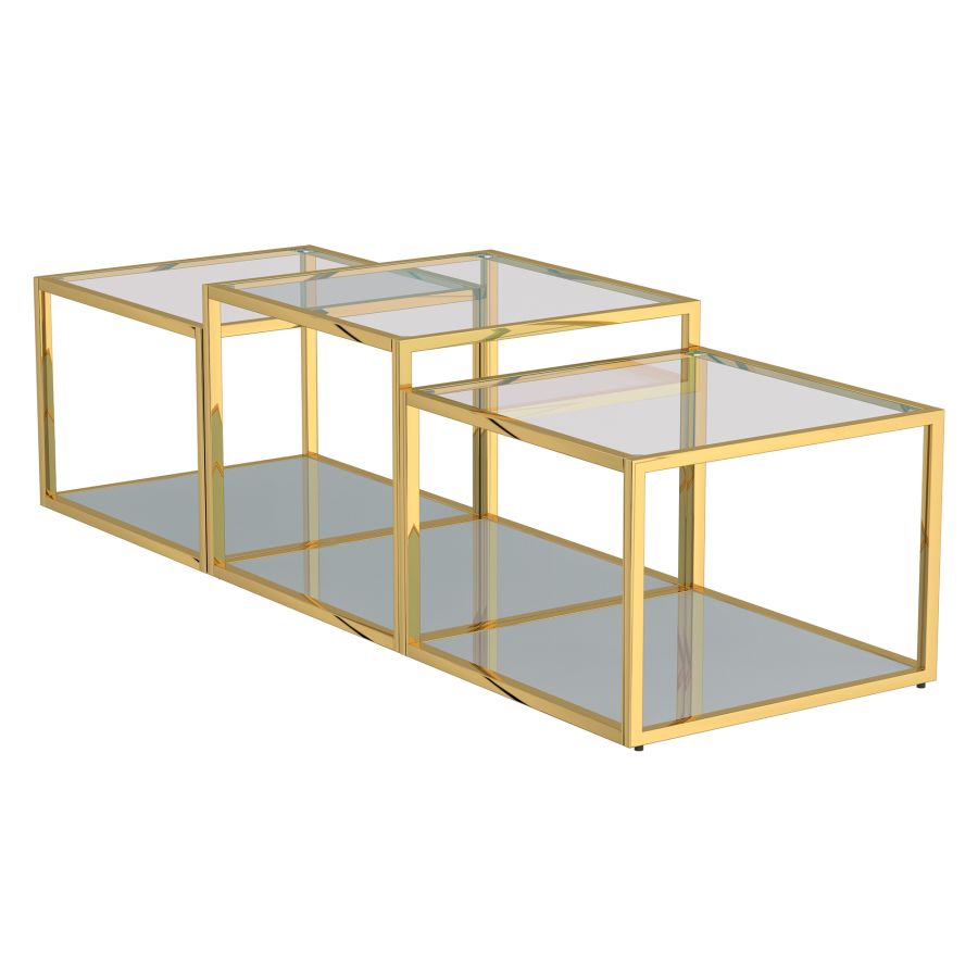 Casini 3pc Small Coffee Table Set In Gold