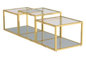 Casini 3pc Multi-Tier Coffee Table Set In Gold