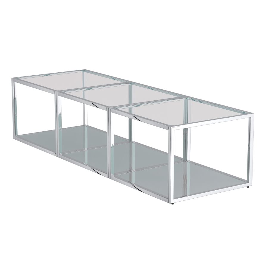 Casini 3pc Small Coffee Table Set In Silver