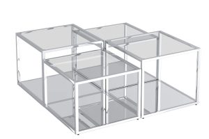 Casini 4pc Multi-Tier Coffee Table Set In Silver