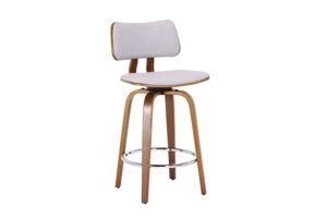 Zuni 26" Counter Stool with Swivel in White Faux Leather and Walnut