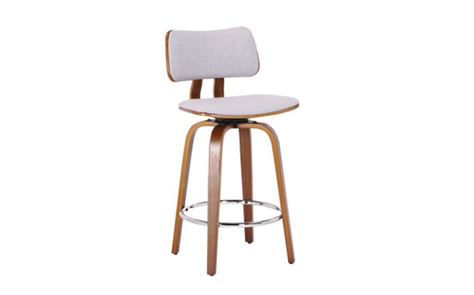 Zuni 26" Counter Stool with Swivel in White Faux Leather and Walnut