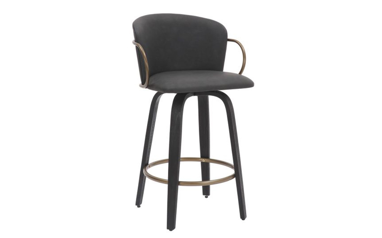 Lawson 26" Counter Stool, Set of 2, with Swivel in Vintage Charcoal, Black and Aged Gold
