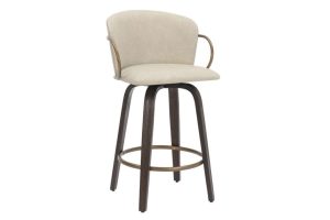 Lawson 26" Counter Stool, Set of 2, with Swivel in Vintage Ivory, Brown and Aged Gold