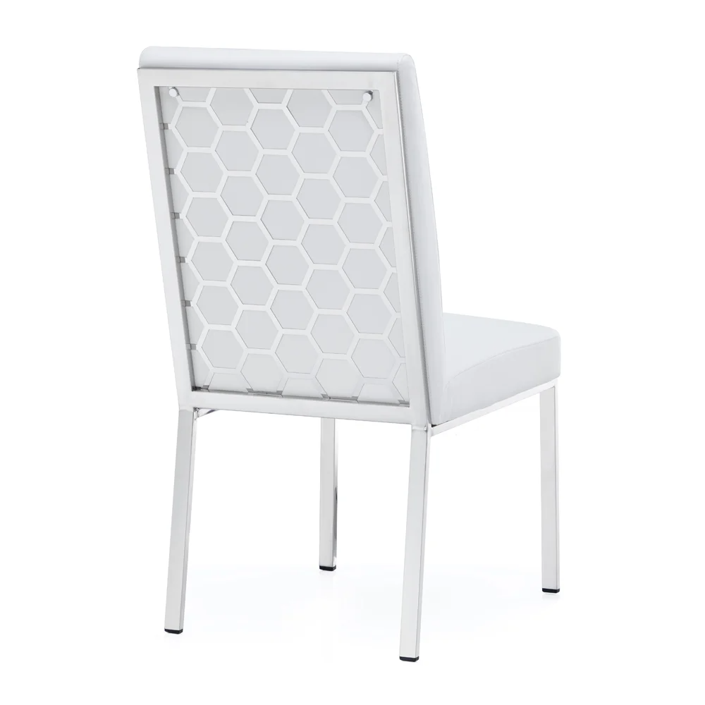 RILEY CHAIR GY-DC-8576 White PU Polished steel frame - Image 2