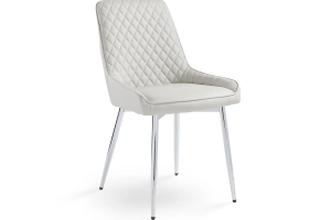 Emily Dining Chair Gy-Dc-1912 Light Grey Leatherette Chrome Legs