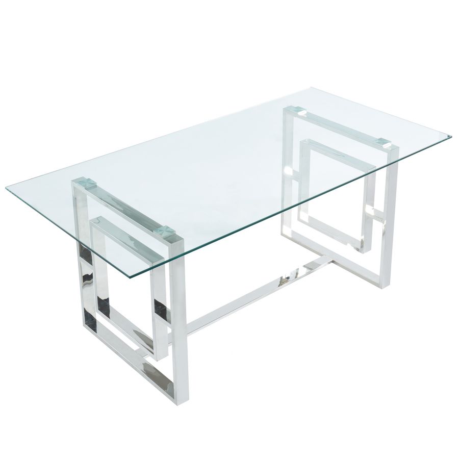 Eros Rectangular Dining Table In Silver - Image 3