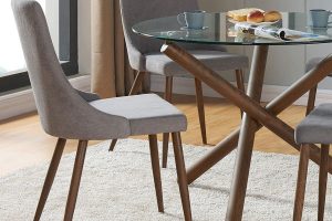 Alternative view of Cora Fabric Side Chair, Set Of 2 In Grey And Walnut