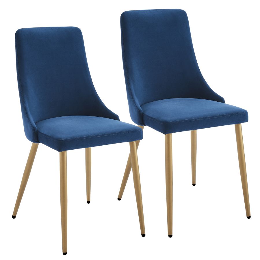 Carmilla Side Chair, Set Of 2 In Blue And Aged Gold - Image 3