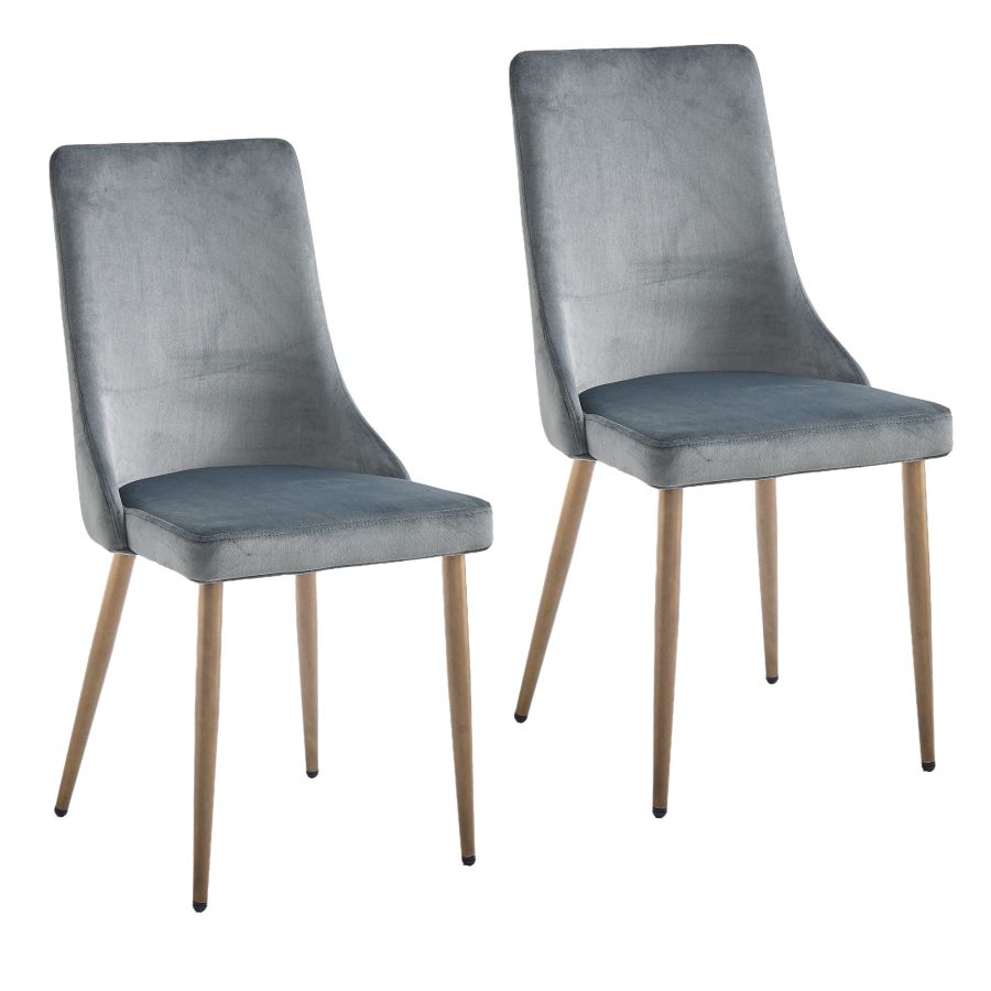 Carmilla Side Chair, Set of 2 in Grey and Aged Gold - Image 3