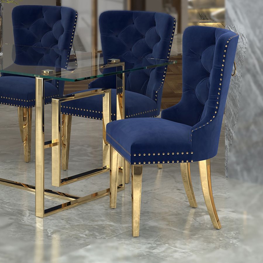 Mizal Side Chair, Set Of 2 In Navy And Gold - Image 5