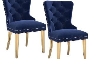 Alternative view of Mizal Side Chair, Set Of 2 In Navy And Gold