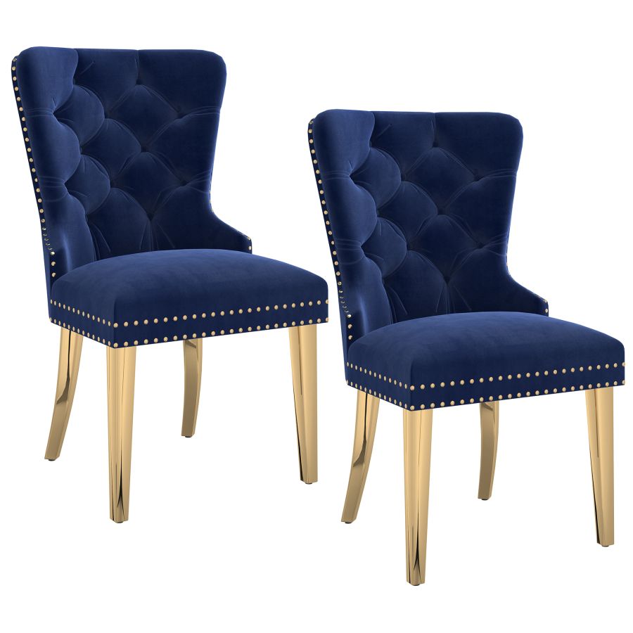 Mizal Side Chair, Set Of 2 In Navy And Gold - Image 2