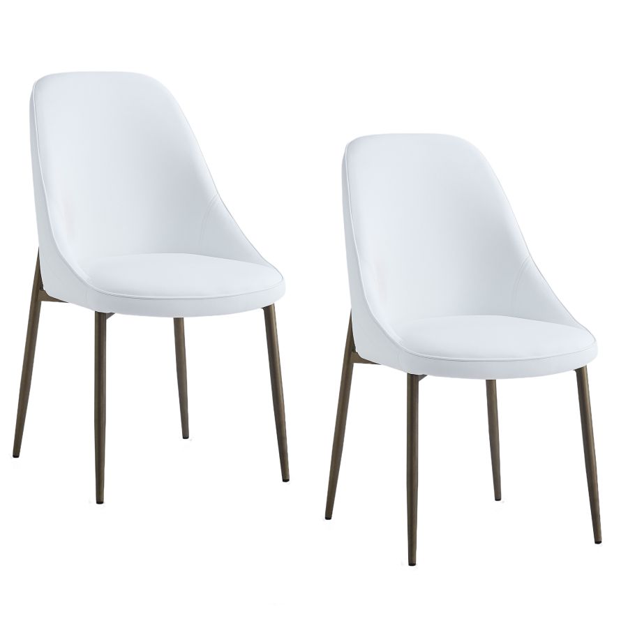 Cleo Side Chair, Set Of 2, In White And Aged Gold - Image 2