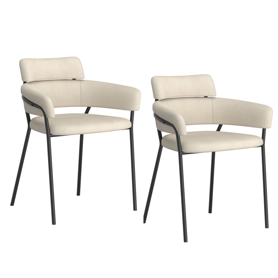 Axel Side Chair, Set Of 2 In Beige And Black - Image 3