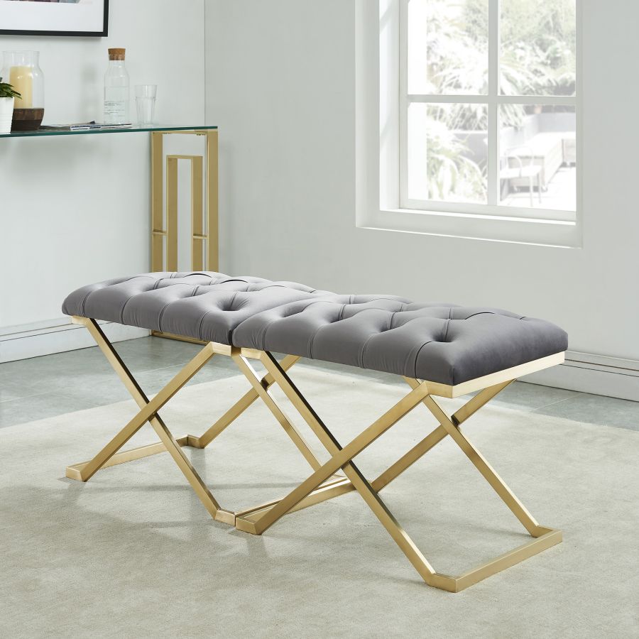 Rada Bench In Grey And Gold - Image 4
