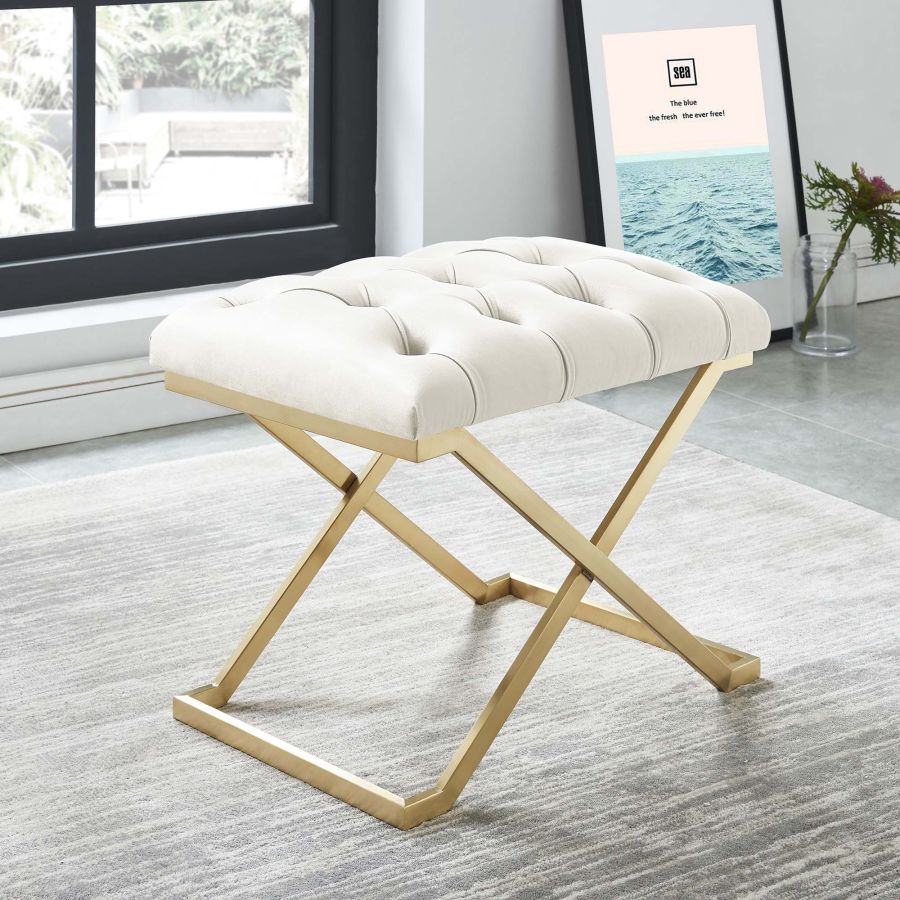 Rada Bench In Ivory And Gold - Image 5