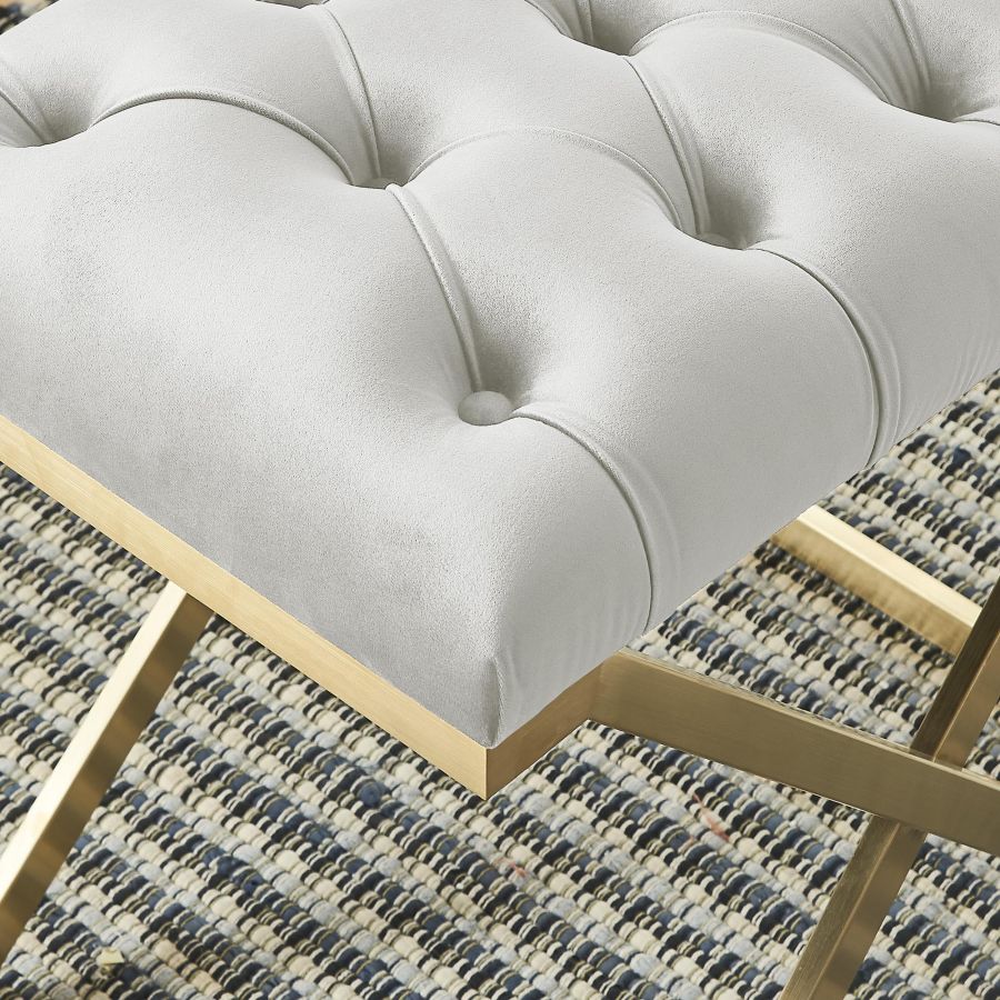 Rada Bench In Ivory And Gold - Image 3