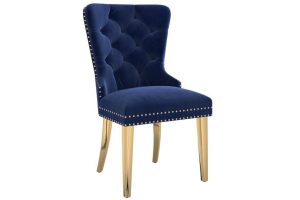 Mizal Side Chair, Set Of 2 In Navy And Gold