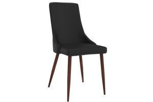 Cora Faux Leather Side Chair, Set of 2 in Black and Walnut