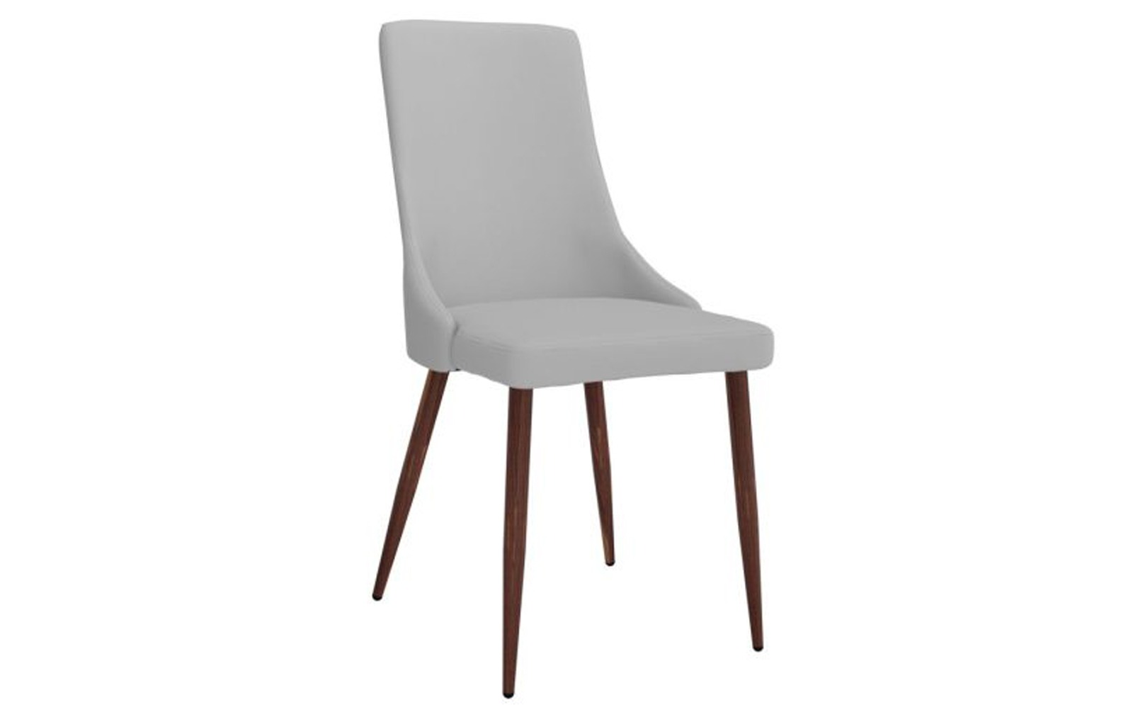 Cora Faux Leather Side Chair, Set Of 2 In Light Grey And Walnut