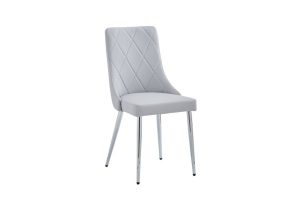 Devo Side Chair, Set of 2 in Light Grey and Chrome