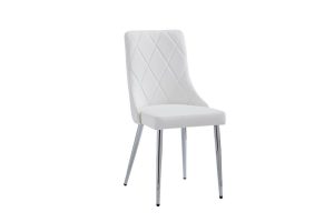 Devo Side Chair, Set of 2 in White and Chrome