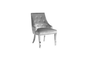 Oscar Dining Chair Gy-9209ss Steel Legs Expensive Grey Velvet