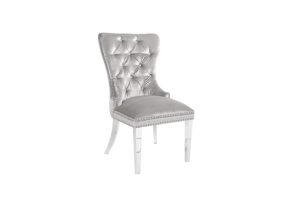 Euphoria Dining Chair Gy-1029ss E-Grey Velvet W/ Steel Legs