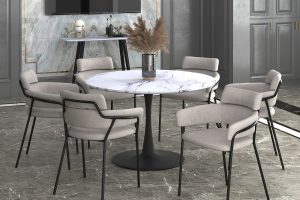 Zilo/Axel Large 7pc Dining Set In Black With Grey Chair