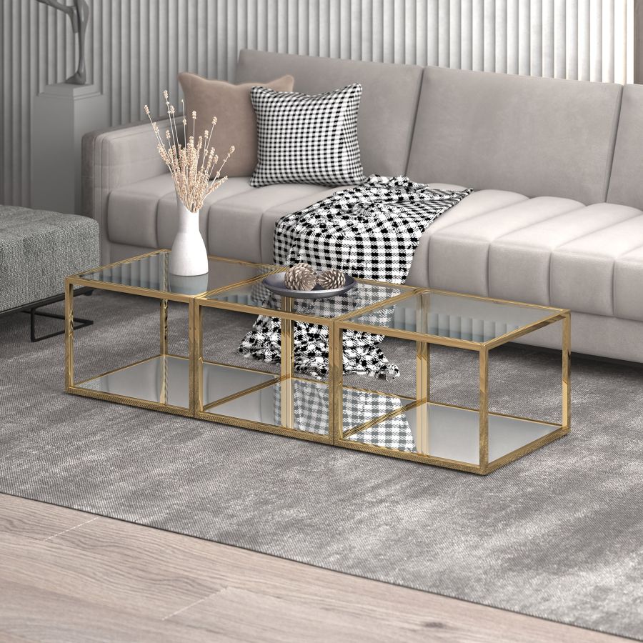 Casini 3pc Small Coffee Table Set In Gold - Image 4