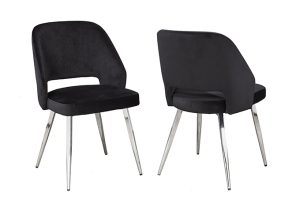 DINING CHAIR, SET OF 2 - BLACK VELVET
