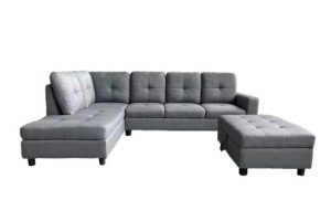 Alternative view of Sectional Sofa Grey With Ottoman