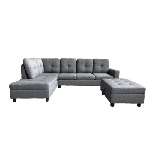 Sectional Sofa Grey With Ottoman - Image 2