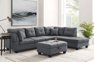 Sectional Sofa Grey With Ottoman